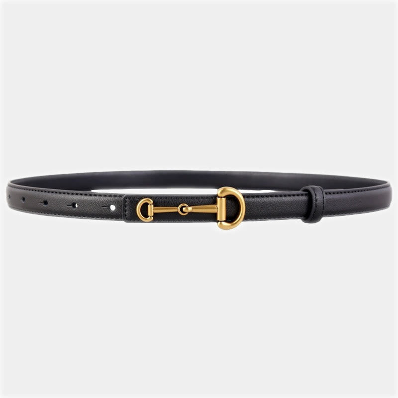 Women's Horseshoe Buckle Belt Leather Skinny Belt