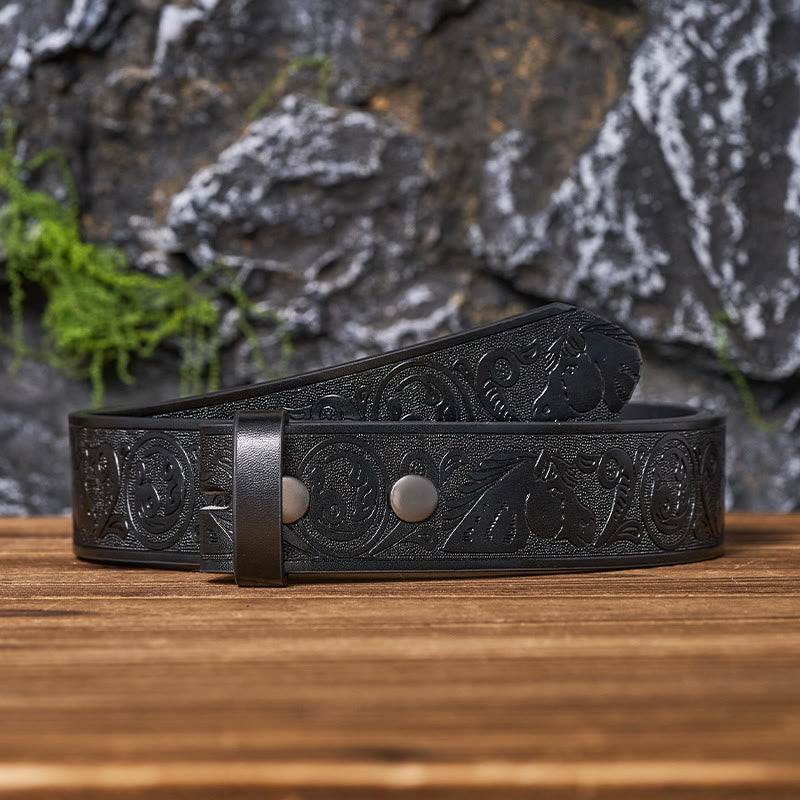 Western Horse-Patterned DIY Leather Belt Strap Without Belt Buckle