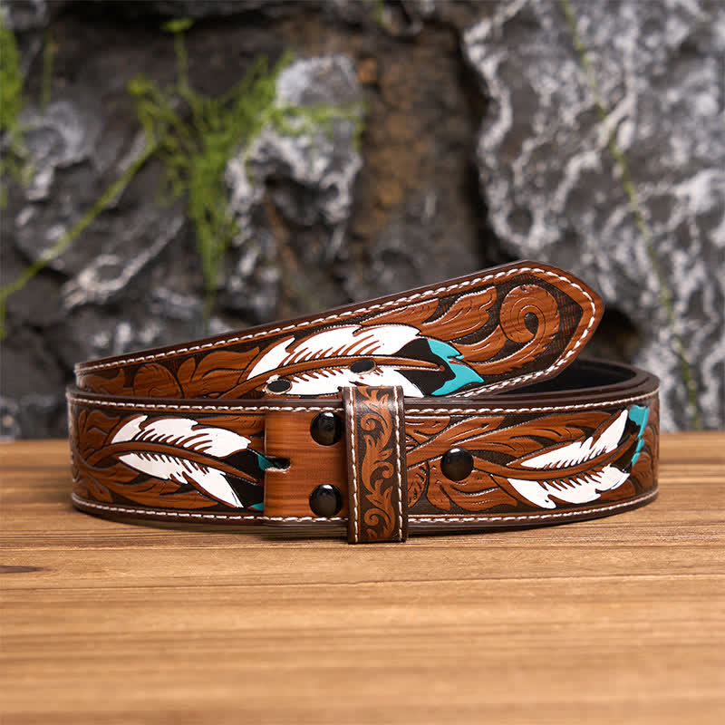 Western Luck Horseshoe-Shaped DIY Buckle Leather Belt