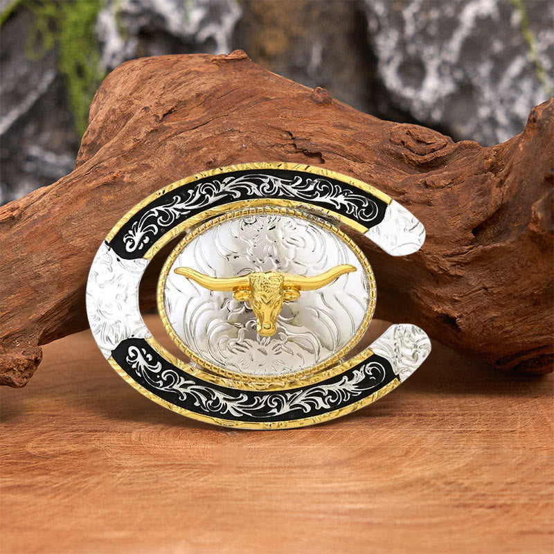 Lucky Horseshoe Longhorn DIY Large Buckle Leather Belt