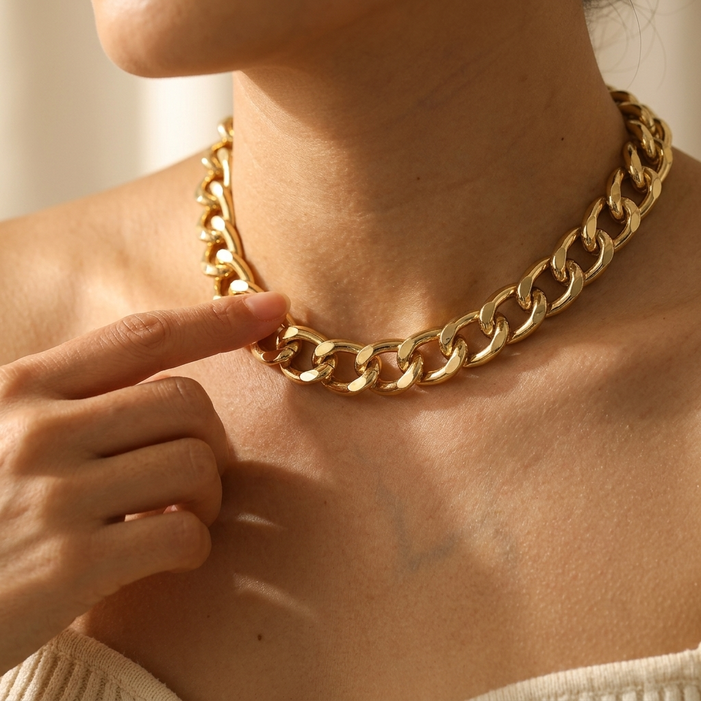 Golden Punk Geometric Chain Necklace
