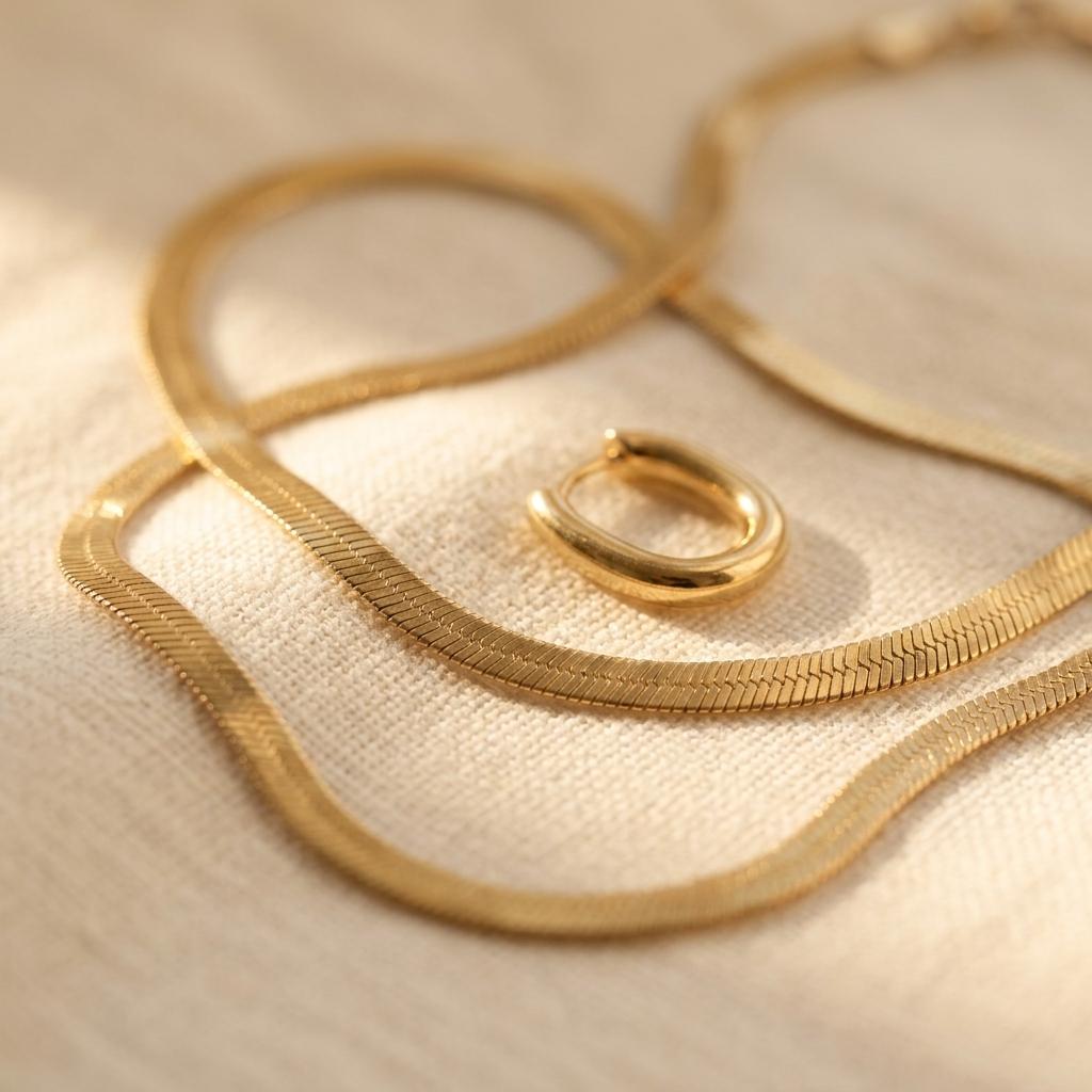 Oval Thick Chain Gold Plated Necklace