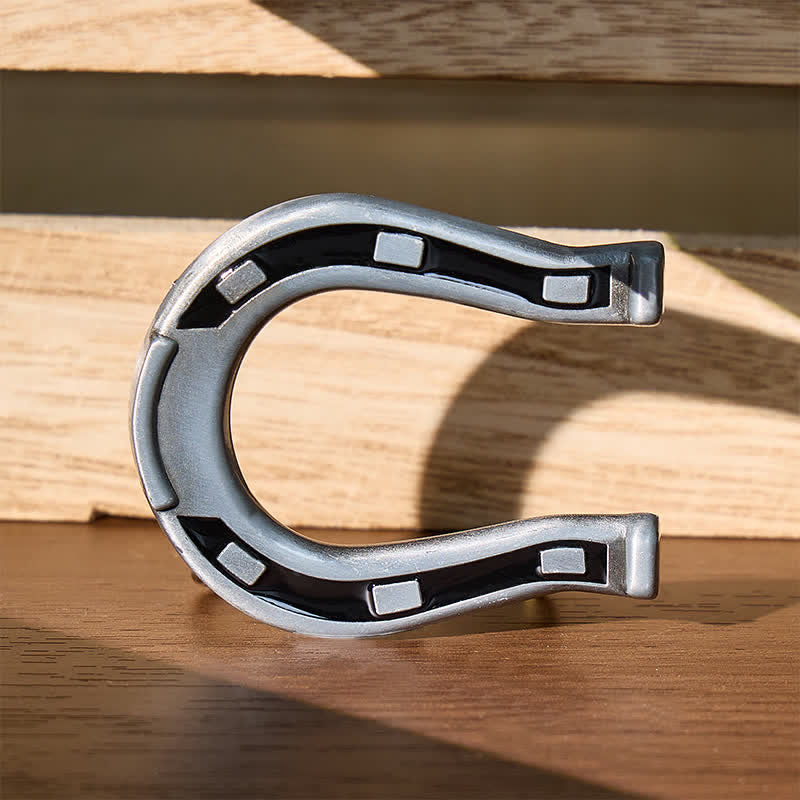Western Luck Horseshoe-Shaped DIY Buckle Leather Belt